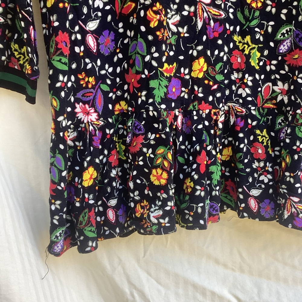 Zara Trafaluc black floral long sleeve mini dress, size medium - Picture 3 of 10